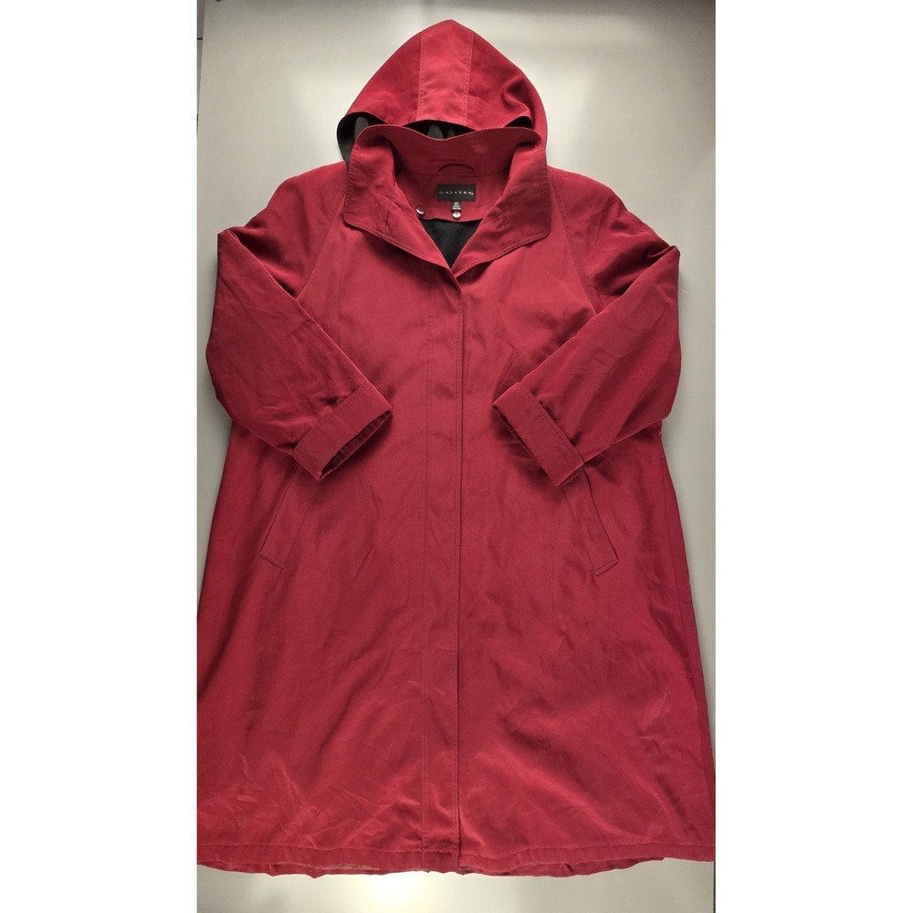 GALLERY Heavy Raincoat Sz 20 Red Removable Liner Trench Pockets